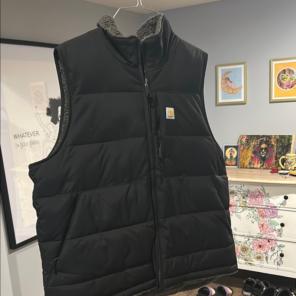 Carhartt Black Puffer Vest with Sherpa Lining